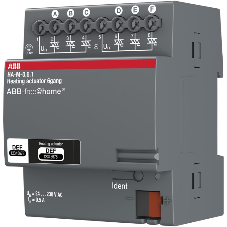 Free-Home Aktuator varmekontroll 6x160mA DIN 4M HA-M-0.6.1
