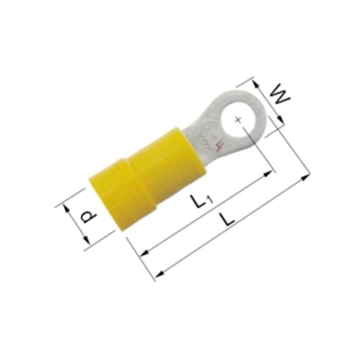 100 stk Isolerede Ringkabelsko gul 4-6 mm² M8 A4685R