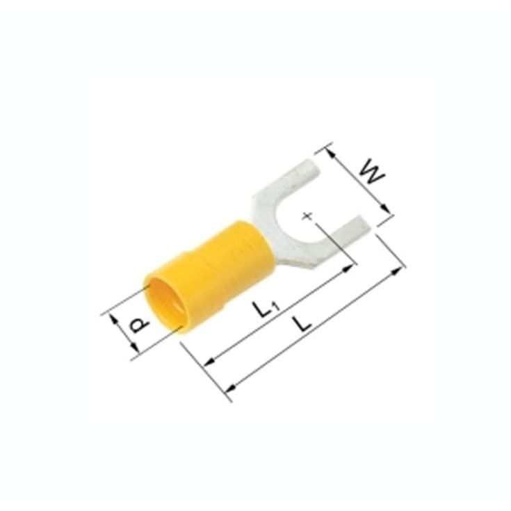 100 stk Isolerte gaffelkabelsko gul 4-6 mm² M6 A4665G