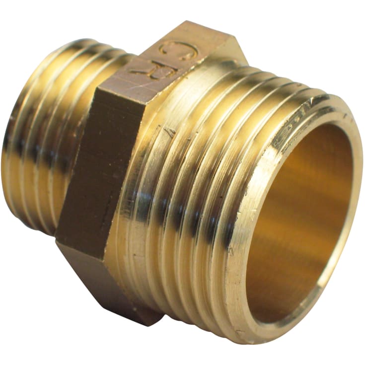 Mässing sexkantsnippel, 3/8" x 1/4"