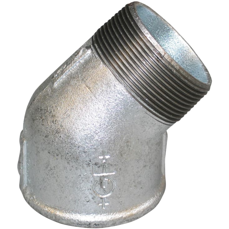 Galvanisert vinkel, muffe/nippel 1 1/2" - 45°