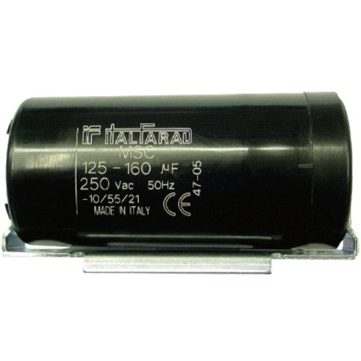Startkondensator 80-100UF 330V Ø46 x 98 mm, med brakett