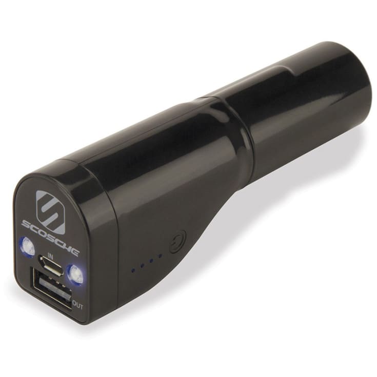 Scosche goBAT 2600 3-i-1 powerbank, billaddare och lampa - Svart