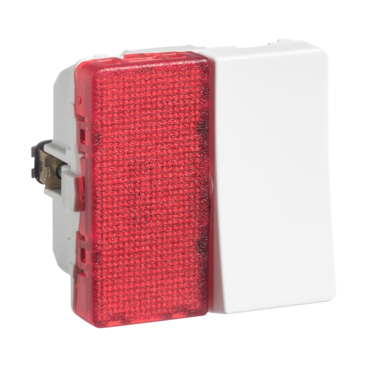 LK Fuga afbryder 1-pol med rød lampe, 1 modul, hvid