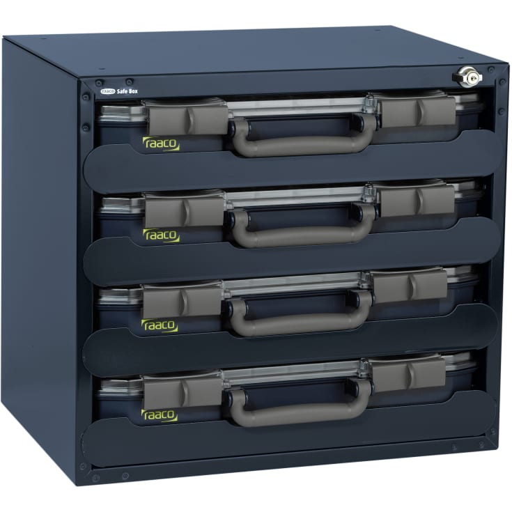Raaco Safebox med 4 sortimentkasser i boks