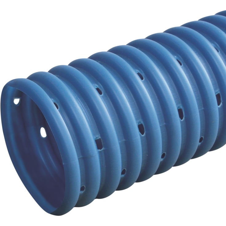 50 meter Wavin PVC dräneringsrör 75/65 mm, blå