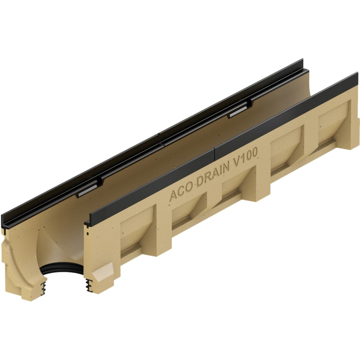 ACO V100G 500 mm kanal 0,2 med støpejernsramme/uttak, uten rist