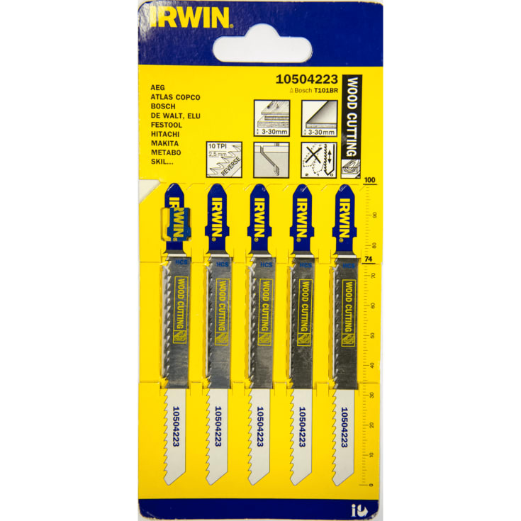 Irwin T101BR sticksågblad, för trä, 10 TPI, 5 st