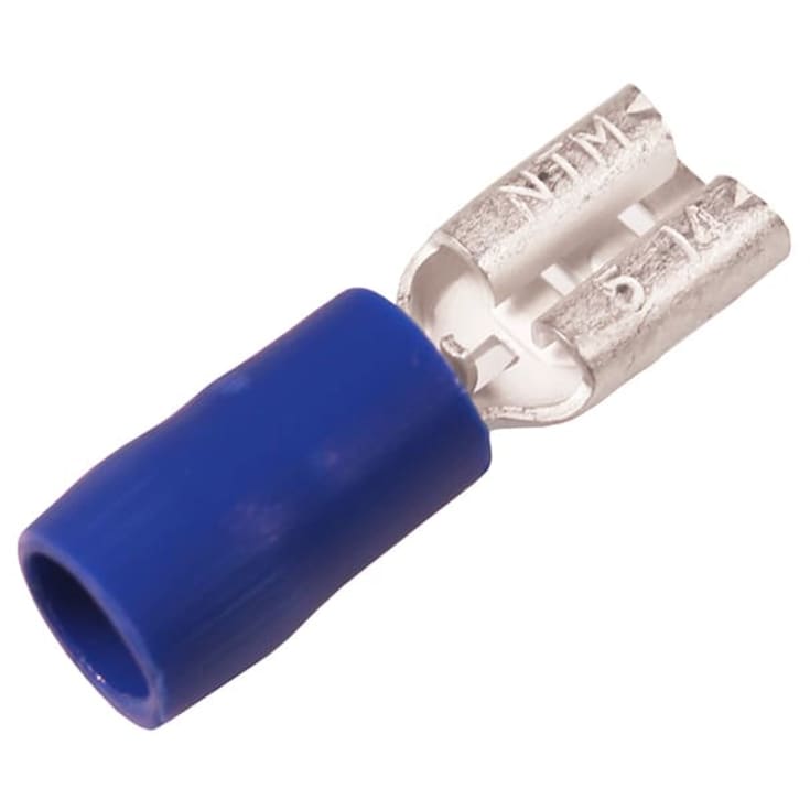 100 stk Isolerede Spademuffe blå 1,5-2,5 mm² 6,3x0,8 mm A2507FLS