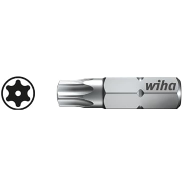 Wiha torx bits med hul 25mm, torx 10 med hul