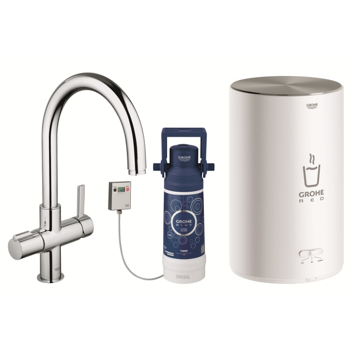 Grohe Red Nordic køkkenarmatur med 3 liters kedel og C-tud i krom