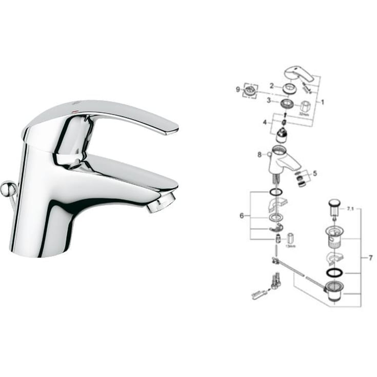 Reservedelsoversikt - GROHE Eurosmart Servantarmatur 32925