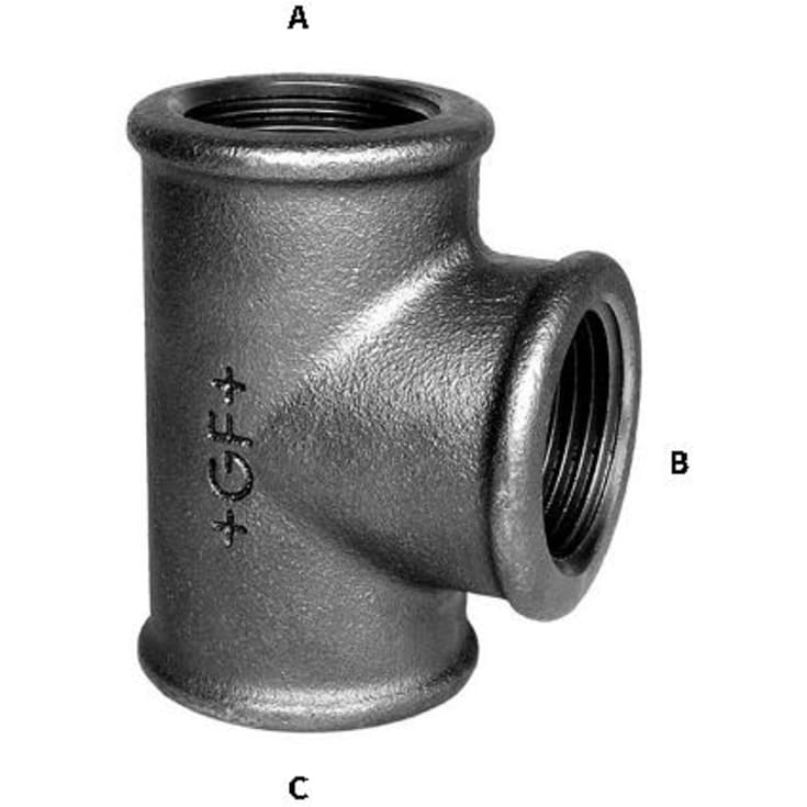 Sort T-rør 1 1/4" x 1 1/4" x 3/4"