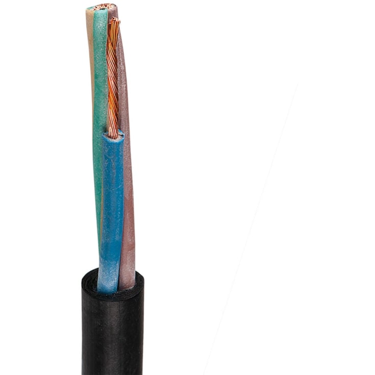 Gummikabel H07RN-F 3 x 1,5 mm² i sort - 10 meter