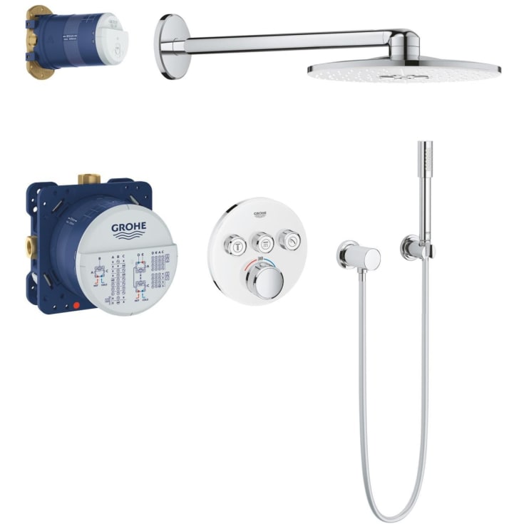 Grohe Grohtherm SmartControl duschset, krom/vitt glas