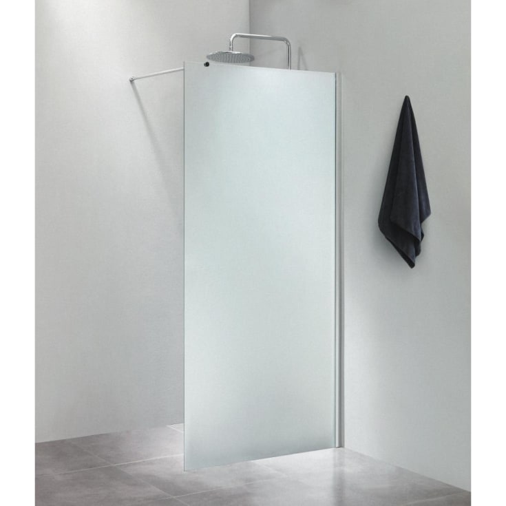 Cassøe Slim duschvägg, 90 cm, frostat glas, aluminium profil