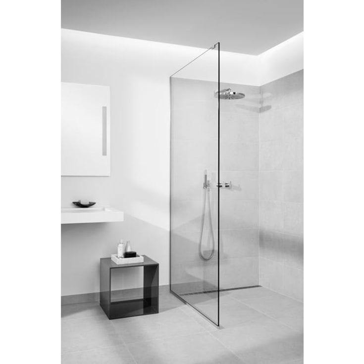 Unidrain Glassline brusevæg, 120 cm, klart glas