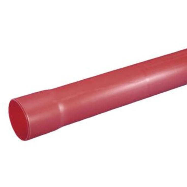 6 meter Kabelrør med muffe, 75/69 mm, Glat, Rød