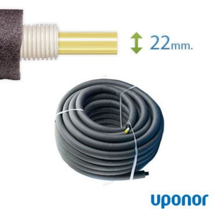 50 meter Uponor universal pex rör-i-rör med isolering til vatten och värme, 22 mm