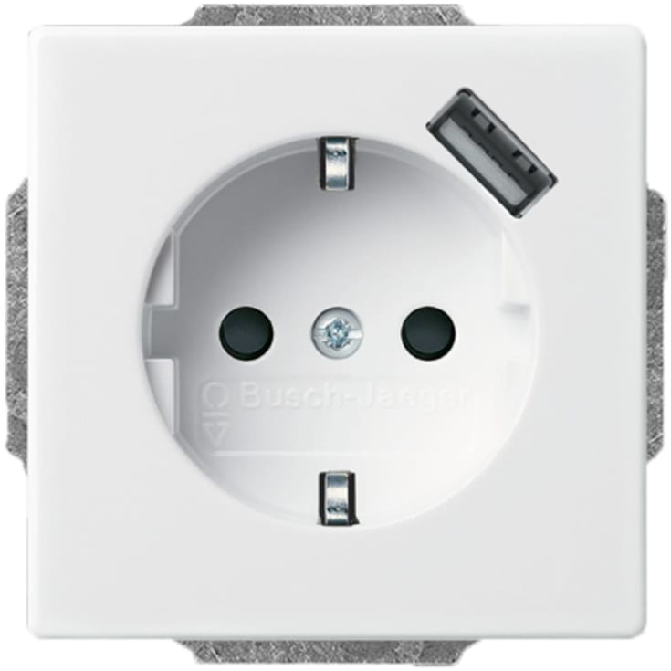 ABB Impressivo Hvid Stikkontakt med Schuko og USB-oplader, 1 modul