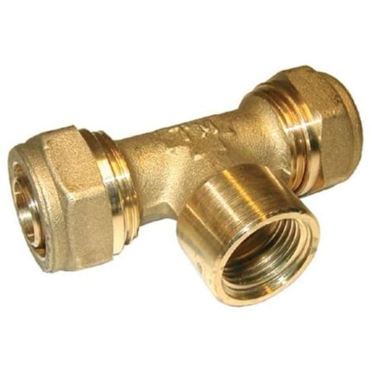 Pex-fittings tee med muffe 15 mm x 1/2" x 15 mm