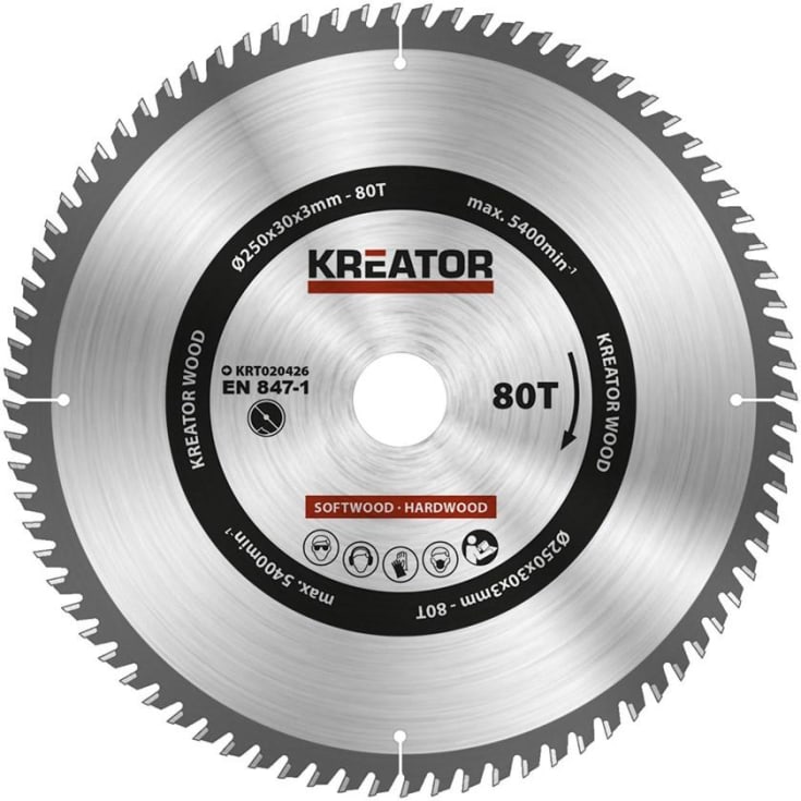 Kreator Cirkelsågblad 80 tänder - Ø250 mm