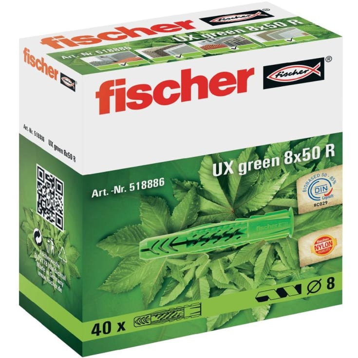 Fischer Green 40stk UX8x50R universalrawlplug Ø8mm