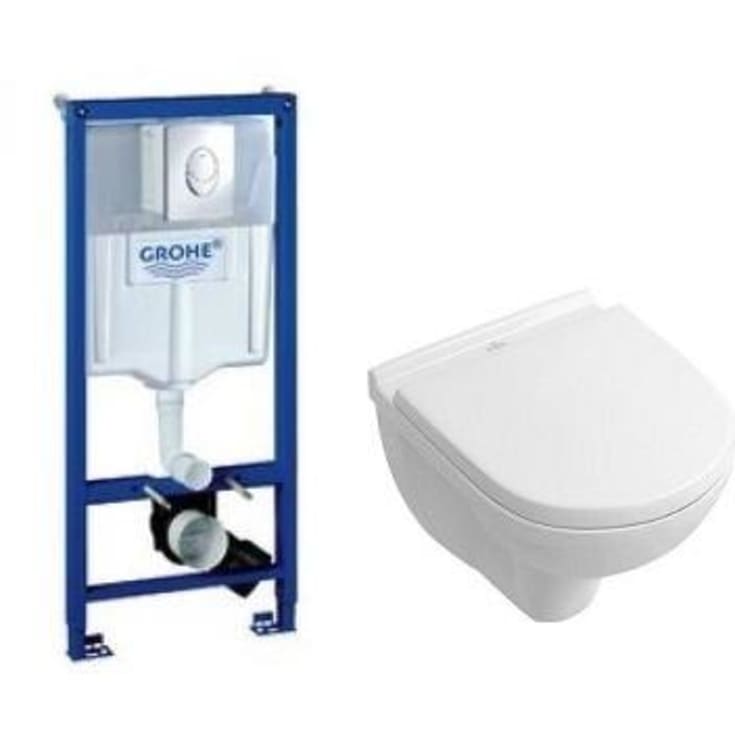 Villeroy & Boch O.Novo vegghengt toalettpakke, hvit/krom