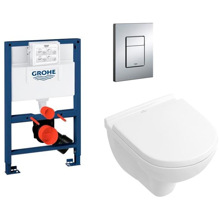 Villeroy & Boch O.Novo  vegghengt toalettpakke, hvit/krom