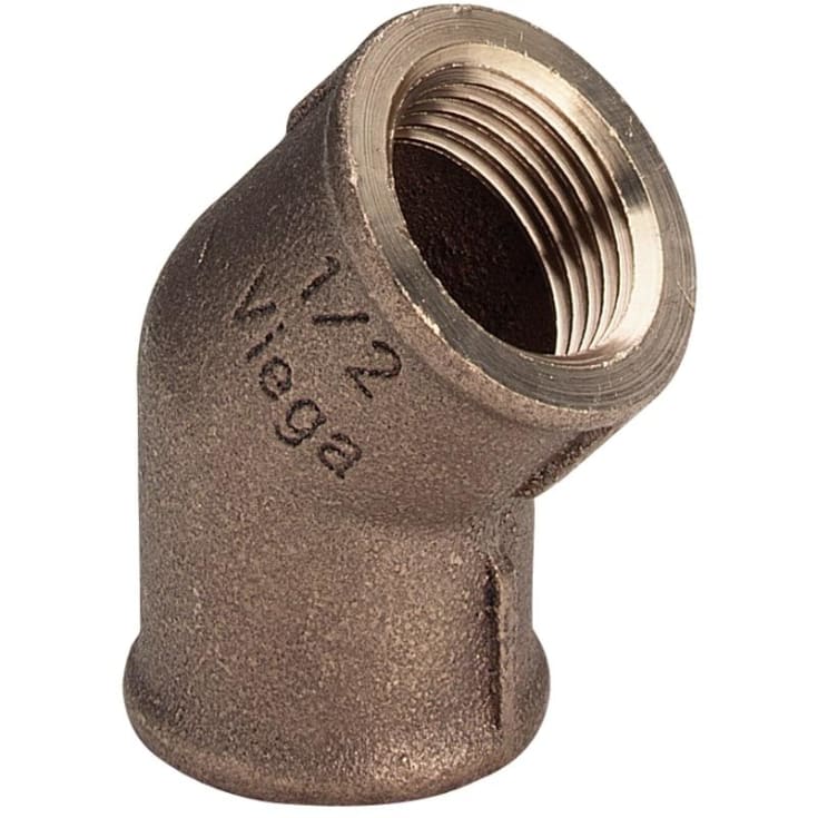 Rødgods vinkel muffe/muffe, 45°, 1/2"