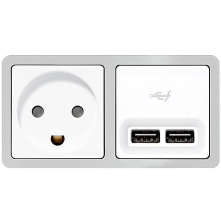 LK Fuga 2 x USB lader, 2,1A, 1 modul, uden afdækning