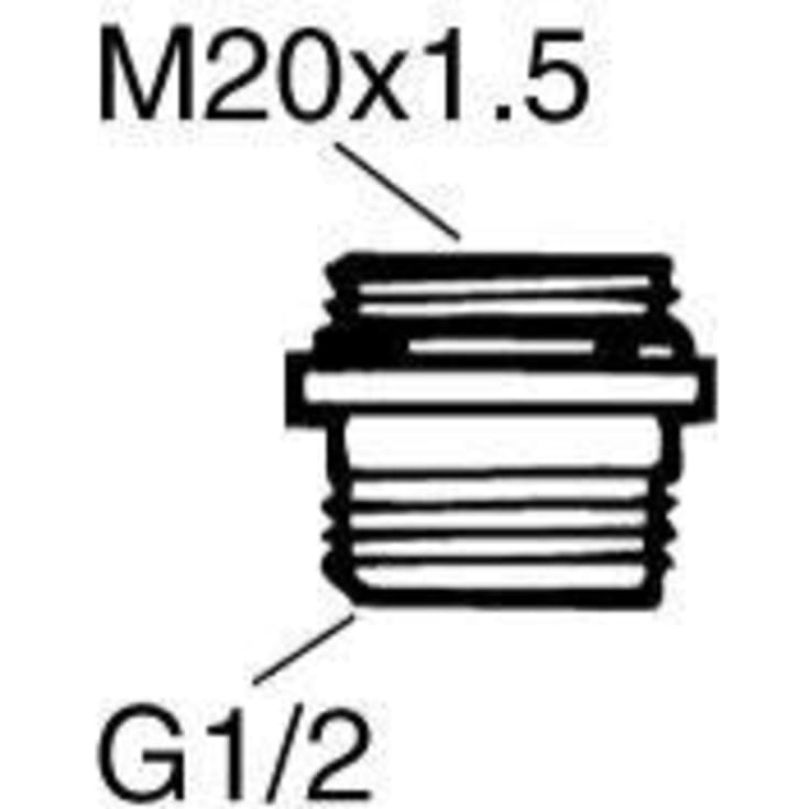 Gustavsberg anslutningsnippel, M20x1,5-G1/2 för blandareutlopp, utvändig gänga