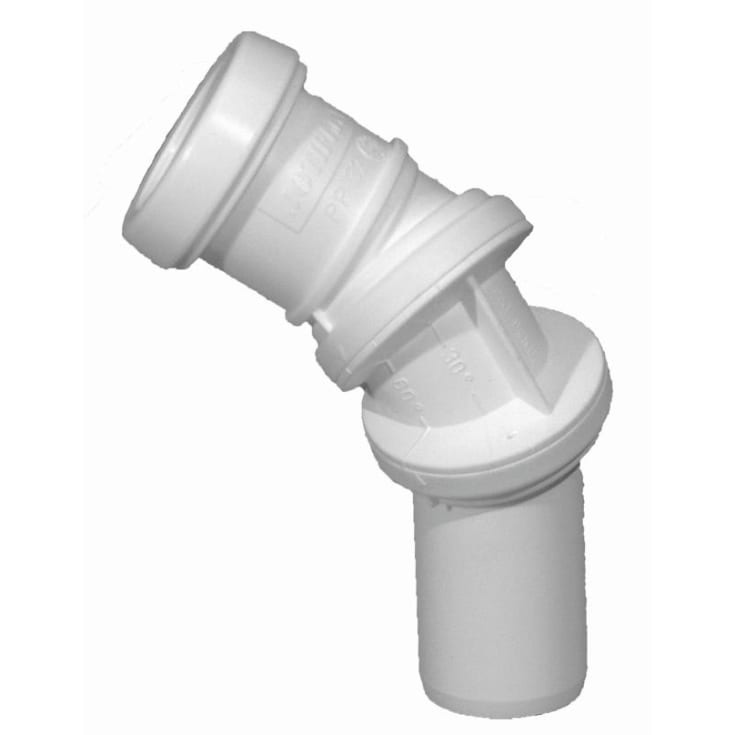 Jotiflex avloppsböj, 0-90°, Ø32 mm, vridbar, muff, plast, vit