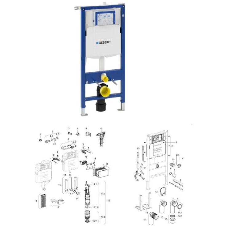 Reservedelsoversikt - Geberit Duofix Front Innbyggningssisterne, Høyde 112 cm fra 2006 og Frem