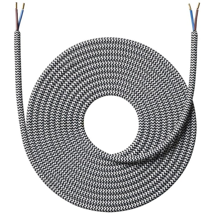 Nielsen stoffledning 2x0,75 mm², 4 meter, sort/hvit