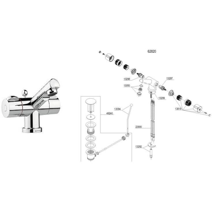 Reservedelsoversigt - Damixa Space Håndvaskarmatur