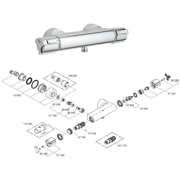 Reservedelsoversikt - GROHE Allure Dusjarmatur 34236