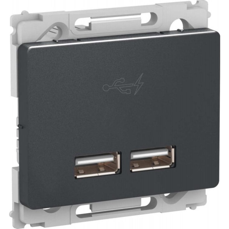 LK Opus 66 2 x USB lader, 2,1A, 1 modul, Koksgrå