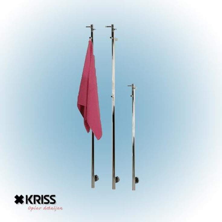 Kriss Uno el-håndklædetørrer 1480x30 mm, poleret rustfrit stål