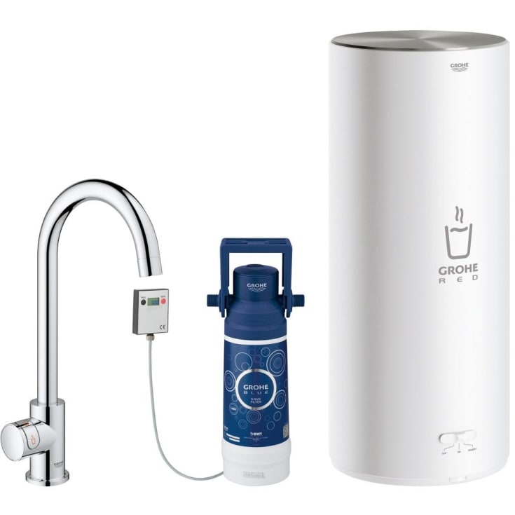 Grohe Red Mono kokende kjøkkenarmatur, 5,5 liters varmtvannsbereder, krom