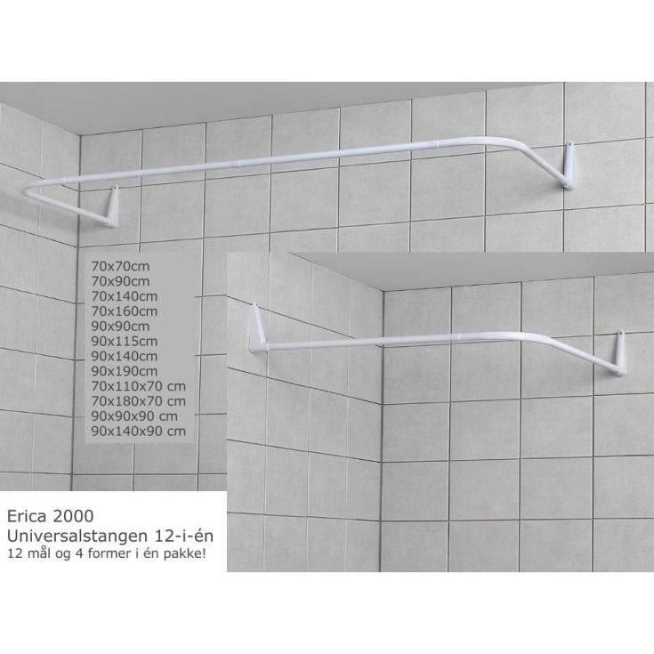 Erica 2000 Universal 12-i-1 badeforhængsstang, hvid