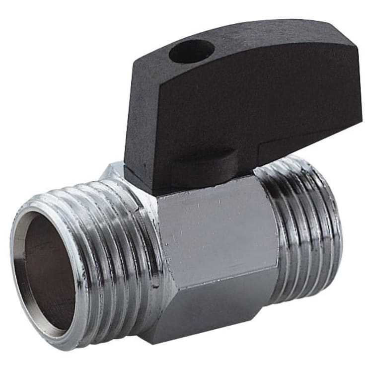 Securex Kulveventil nippel/nippel m/grep 1/2", forkrommet