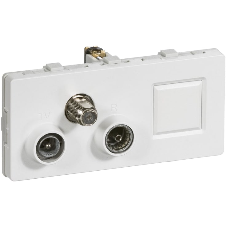 LK Fuga antenne/dataudtag 2 modul TV, R, SAT, og RJ45 slutdåse, type TD352 i hvid