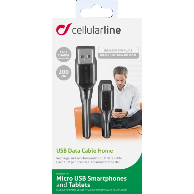 Cellularline Ladekabel med Micro USB - 2 meter