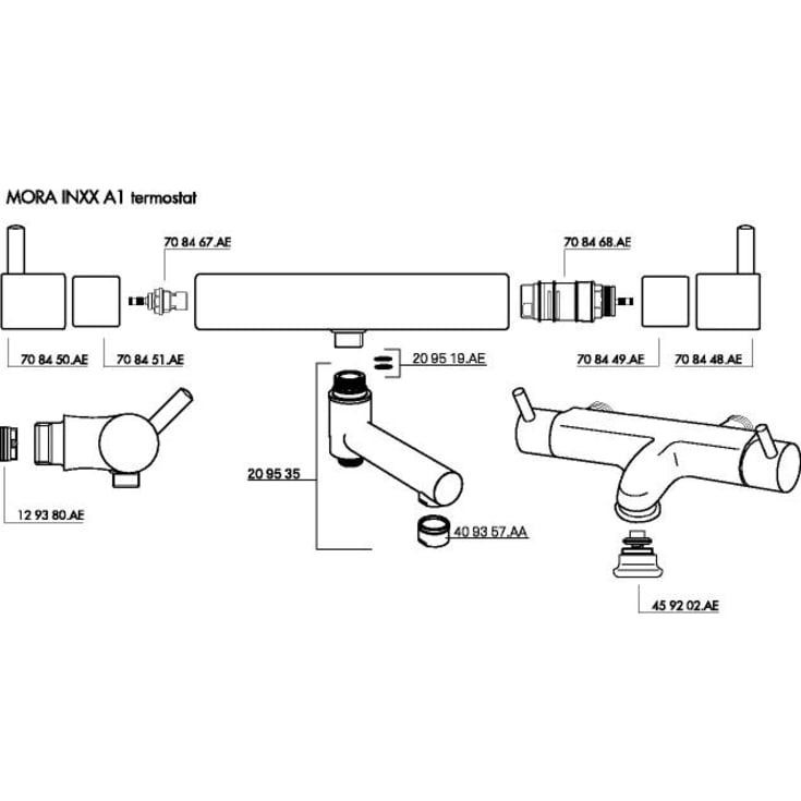 Mora Inxx A1 Termostat Reservdelsöversikt
