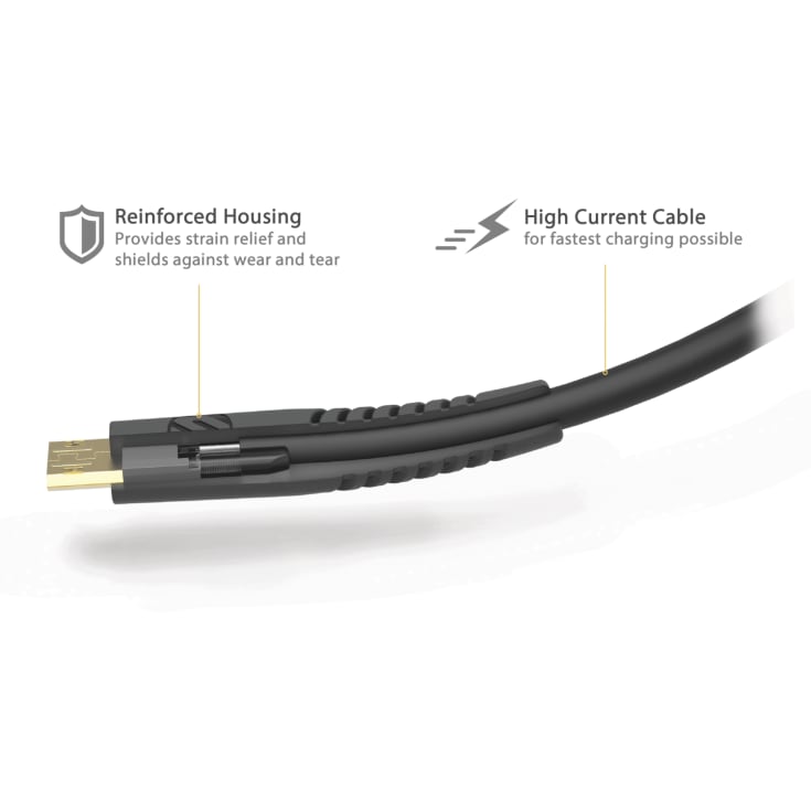 Scosche syncABLE™ Heavy Duty ladekabel 1,2m, sort, Micro USB