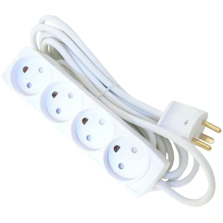 4-kontakts M/J med 5 meter kabel hvit
