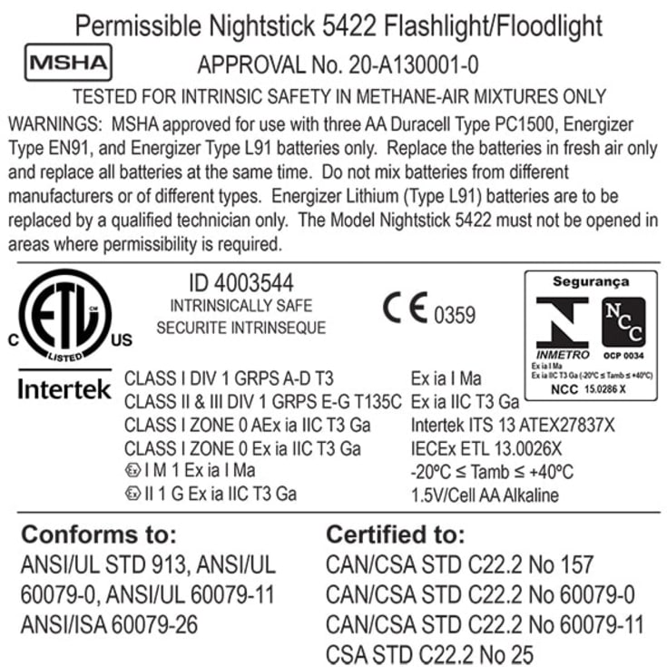 Nightstick XPP-5422GM ATEX lykt, 240 lumen