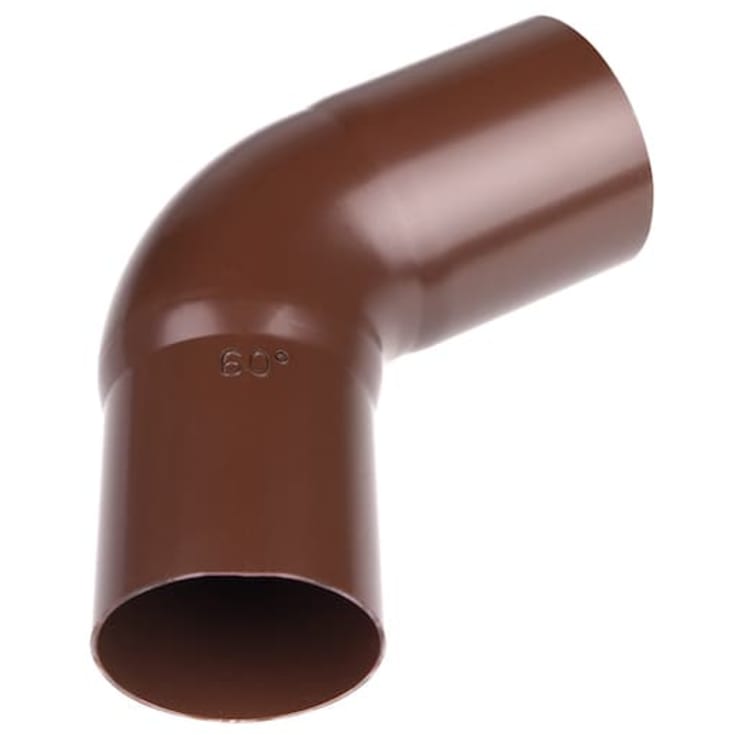 Plastmo 60° bøjning i brun med Ø90 mm nedløb