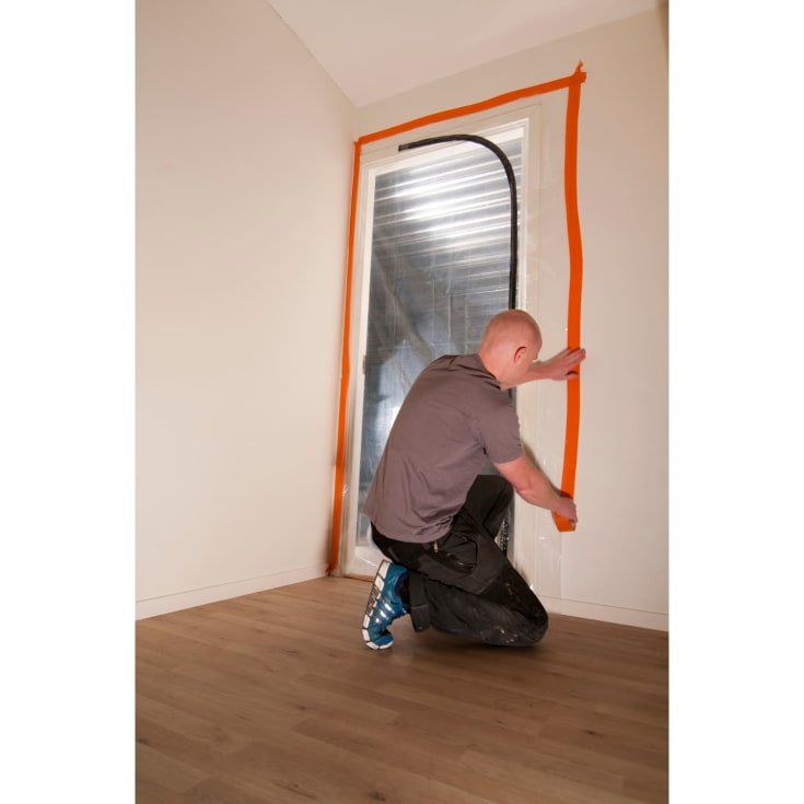 Cover støvdør med glidelås og L-åpning - 210 cm
